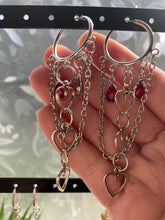 Load image into Gallery viewer, Ruby hears with chains earrings