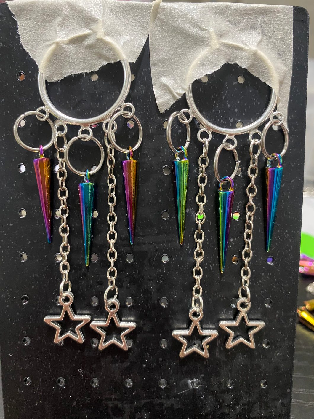Celestial rainbow chrome earrings