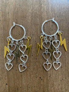 Electric Hearts Dangle Earrings