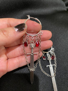 Sword & Chain Dangle Earrings