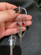 Load image into Gallery viewer, Sword &amp; Chain Dangle Earrings