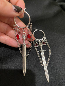 Sword & Chain Dangle Earrings