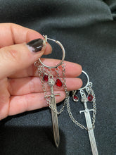Load image into Gallery viewer, Sword &amp; Chain Dangle Earrings