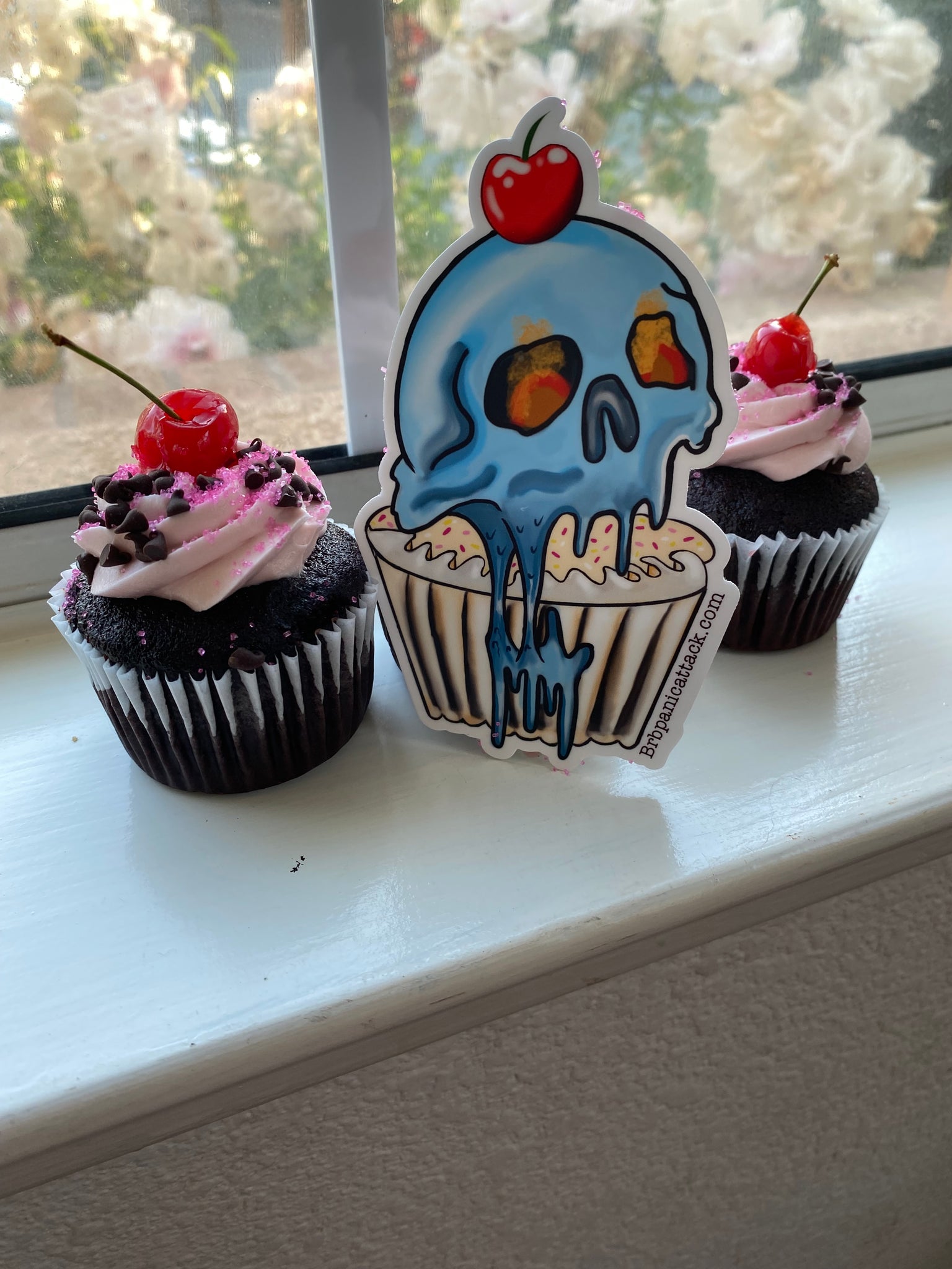 Watercolor Skull Cupcakes Clipart | Watercolor Halloween PNG